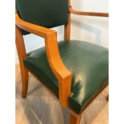 Fauteuils Art Déco Chêne Cuir De Coene Frères, Belgique vers 1935 | Maison BARROIS