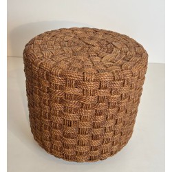 Rope Stool, Audoux-Minet Style, Round Wooden Feet, French, circa 1970