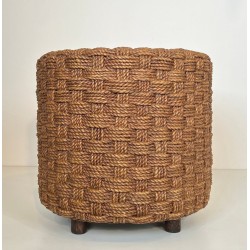 Rope Stool, Audoux-Minet Style, Round Wooden Feet, French, circa 1970