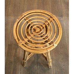 Set of Four Rattan Bar Stools, Mid-Century Modern, French, c. 1970