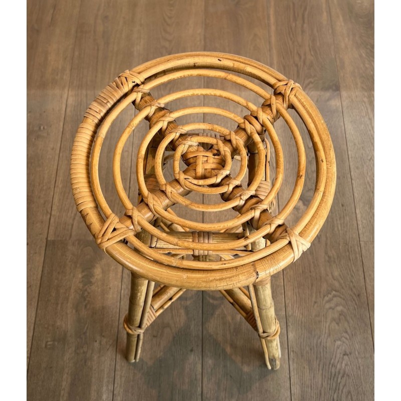 Suite de Quatre Tabourets de Bar en Rotin, Mid-Century Modern, v. 1970