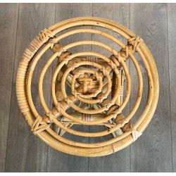 Set of Four Rattan Bar Stools, Mid-Century Modern, French, c. 1970