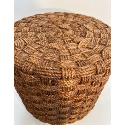 Rope Stool, Audoux-Minet Style, Round Wooden Feet, French, circa 1970