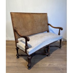 Canapé à Haut Dossier en Noyer, Style Louis XIII, Travail Français, 1880