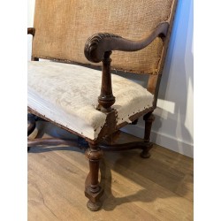 High-Backed Walnut Sofa, Louis XIII Style, French Work, circa 1880