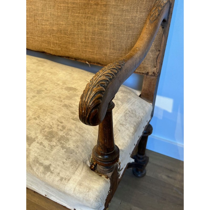 High-Backed Walnut Sofa, Louis XIII Style, French Work, circa 1880