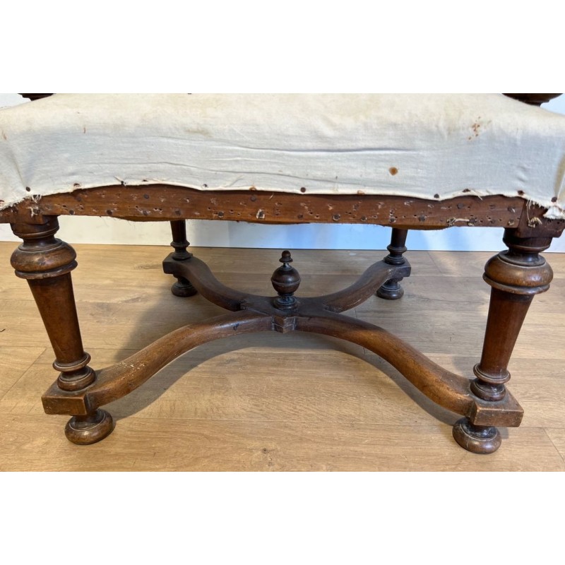 Paire de Fauteuils Haut Dossier Noyer, Style Louis XIII, France, 1880