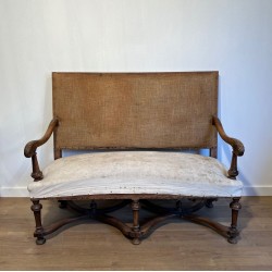 High-Backed Walnut Sofa, Louis XIII Style, French Work, circa 1880