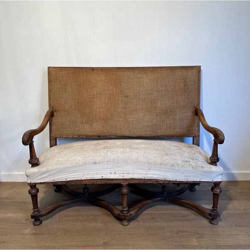 High-Backed Walnut Sofa, Louis XIII Style, French Work, circa 1880