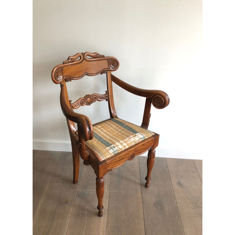 Mahogany Office Armchair English Regency Swan-Neck circa 1830