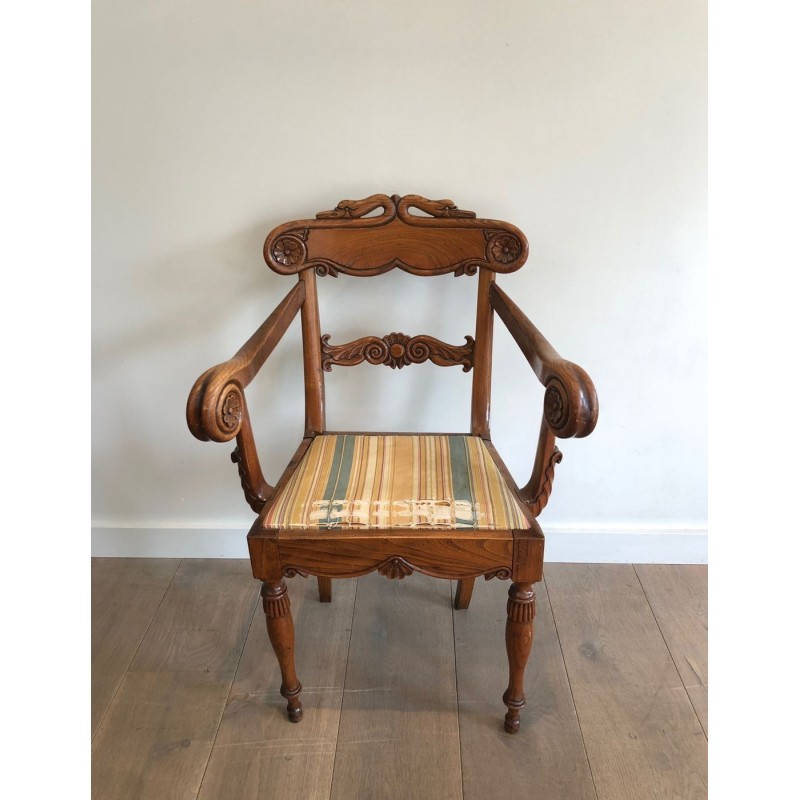 Mahogany Office Armchair English Regency Swan-Neck circa 1830