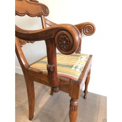 Fauteuil Bureau Acajou Regency Anglais Cols Cygnes vers 1830