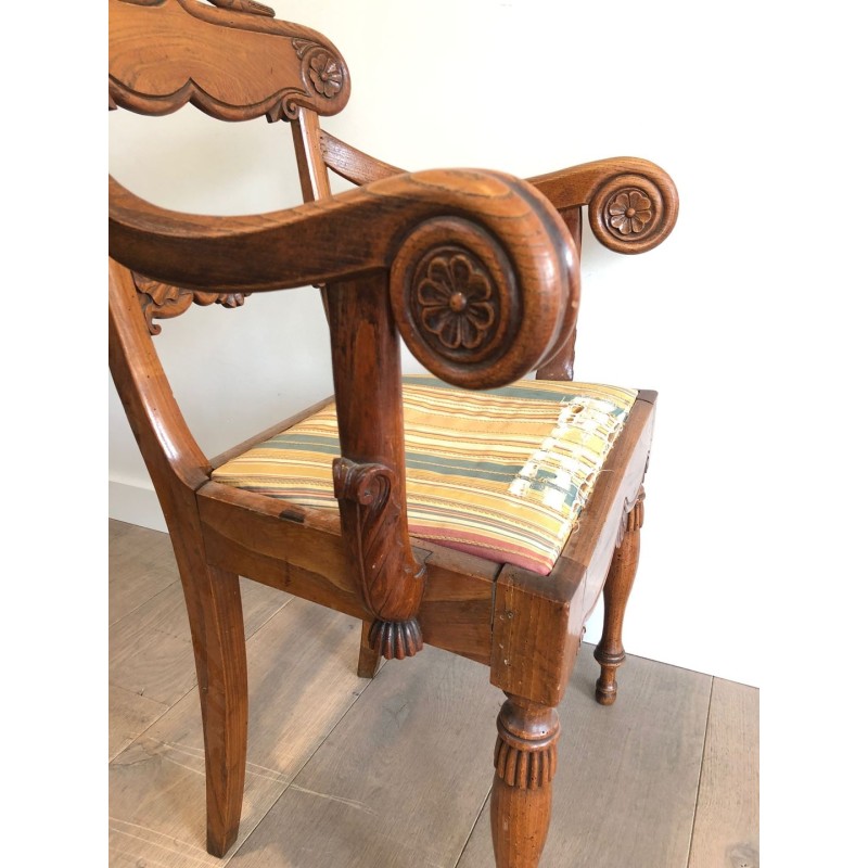 Mahogany Office Armchair English Regency Swan-Neck circa 1830