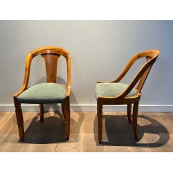 Suite Six Chaises Gondoles Noyer Art Déco France 1930