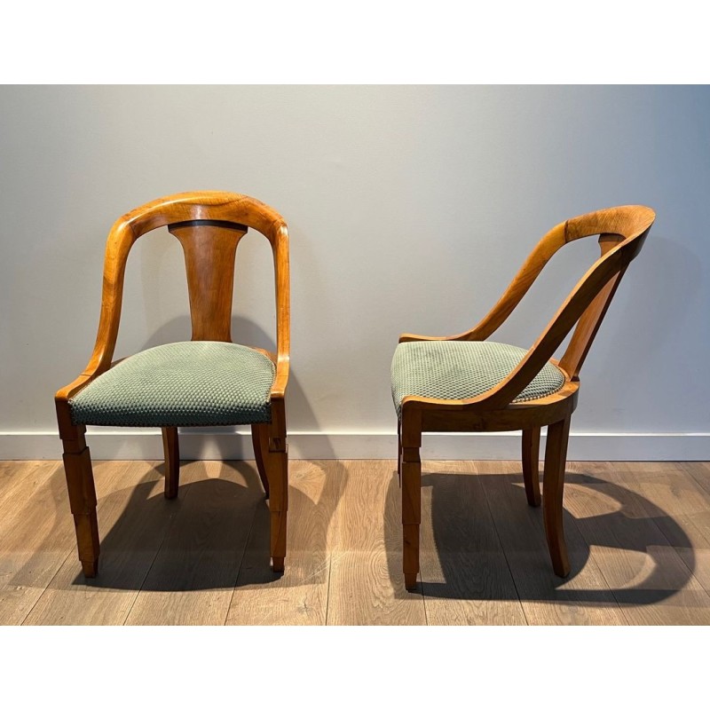 Suite Six Chaises Gondoles Noyer Art Déco France 1930