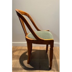 Suite Six Chaises Gondoles Noyer Art Déco France 1930