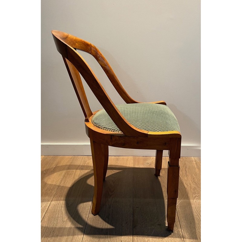 Set of Six Art Déco Walnut Gondola Chairs French circa 1930