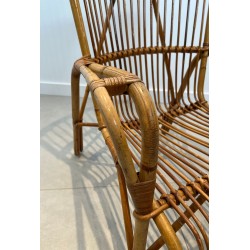 Paire de Hauts Fauteuils Design en Rotin