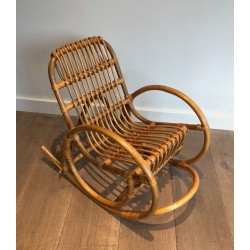 Children's Rattan Rocking Chair French Work 1970