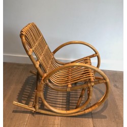 Children's Rattan Rocking Chair French Work 1970