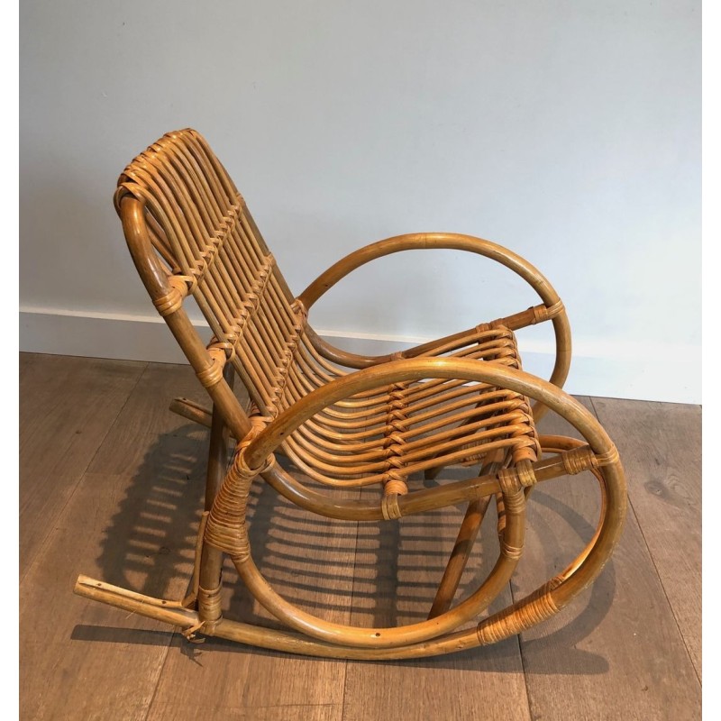 Children's Rattan Rocking Chair French Work 1970