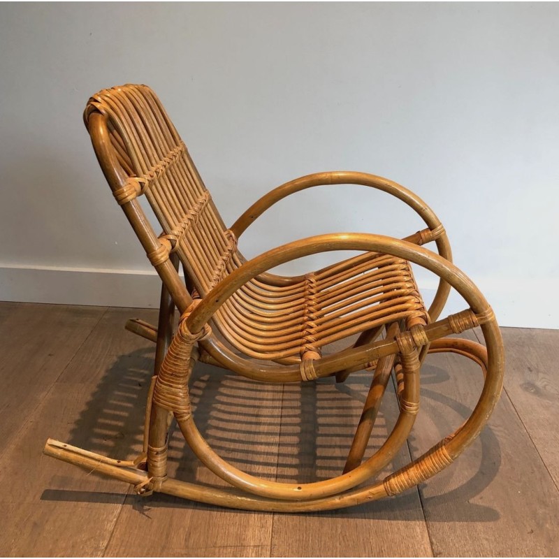 Fauteuil Bascule Enfant Rotin Travail Français 1970