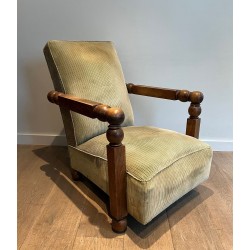 Important Fauteuil Brutaliste Goût Dudouyt France 1945