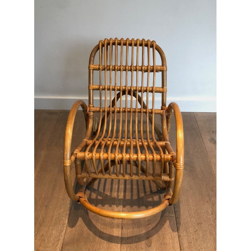 Children's Rattan Rocking Chair French Work 1970