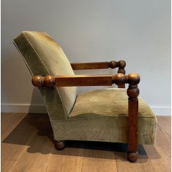 Important Brutalist Armchair Manner of Dudouyt French 1945