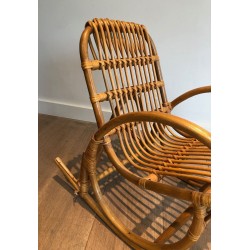 Fauteuil Bascule Enfant Rotin Travail Français 1970