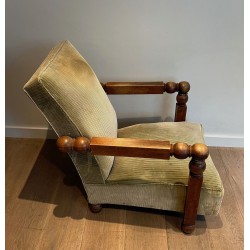 Important Fauteuil Brutaliste Goût Dudouyt France 1945