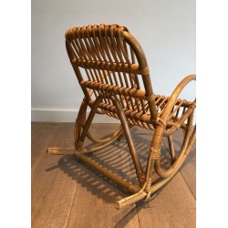Fauteuil Bascule Enfant Rotin Travail Français 1970