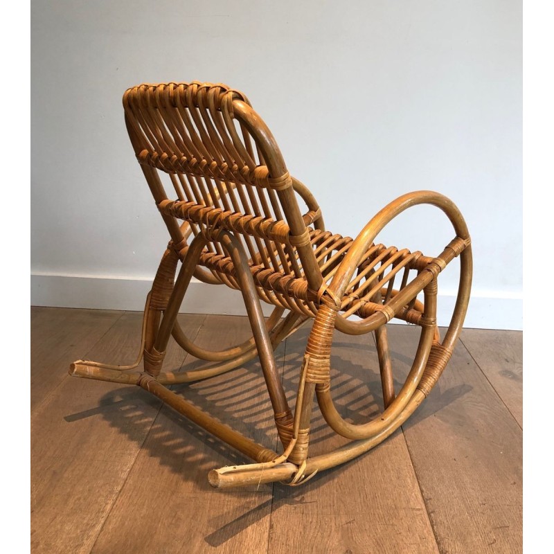 Children's Rattan Rocking Chair French Work 1970