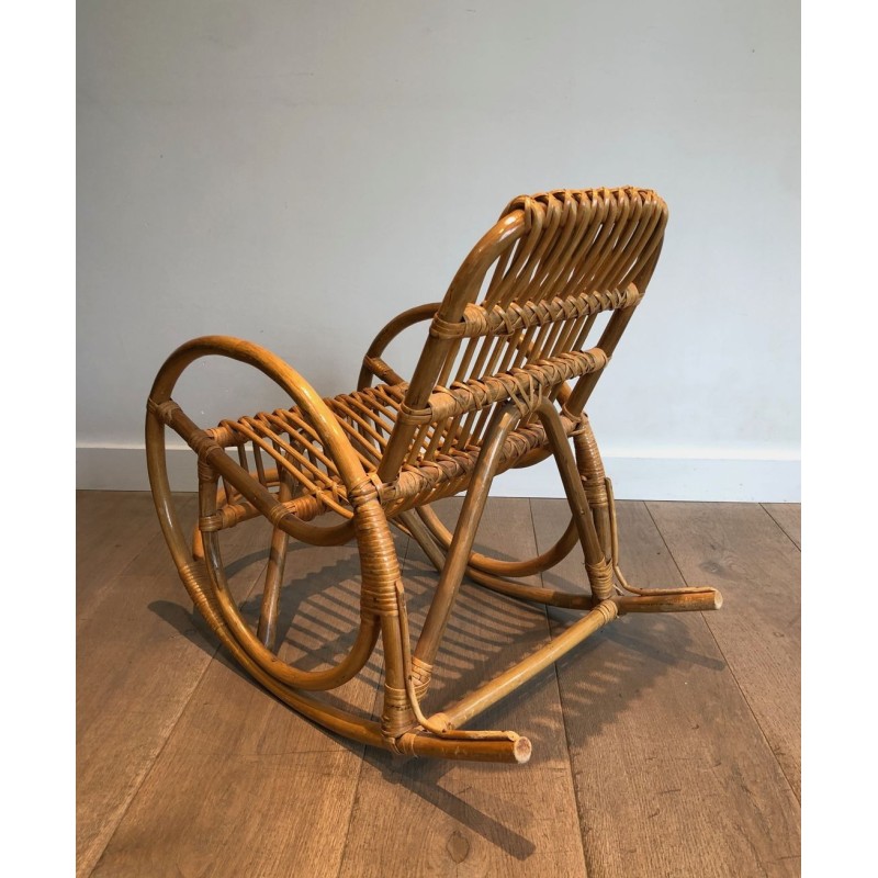 Children's Rattan Rocking Chair French Work 1970