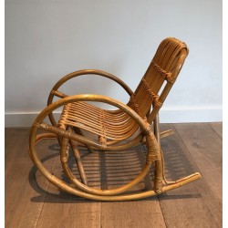 Children's Rattan Rocking Chair French Work 1970