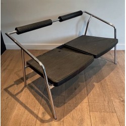 Canapé Design System Chrome Caoutchouc Noir France 1970