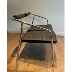 Canapé Design System Chrome Caoutchouc Noir France 1970