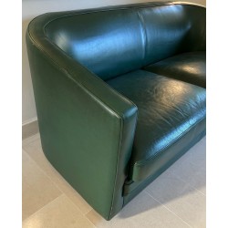 Canapé Cuir Vert Art Déco Révival France 1980