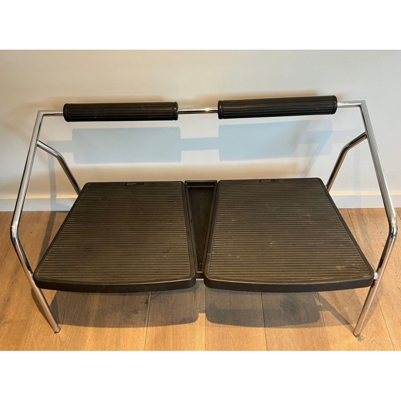 Canapé Design System Chrome Caoutchouc Noir France 1970