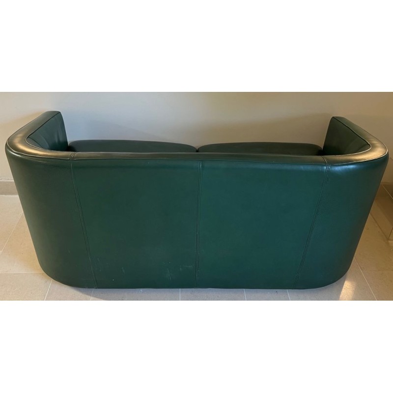 Canapé Cuir Vert Art Déco Révival France 1980