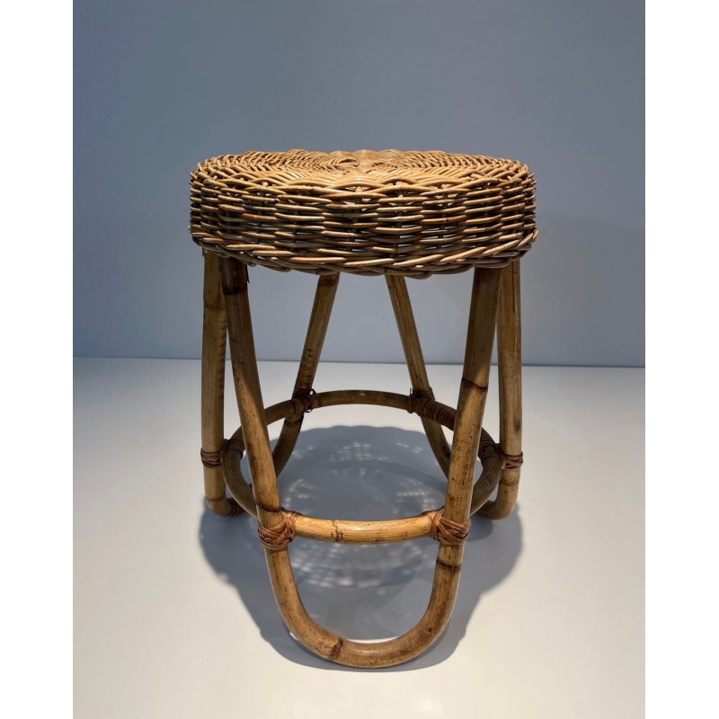 Tabouret Rotin Style Franco Albini Travail Italien 1950