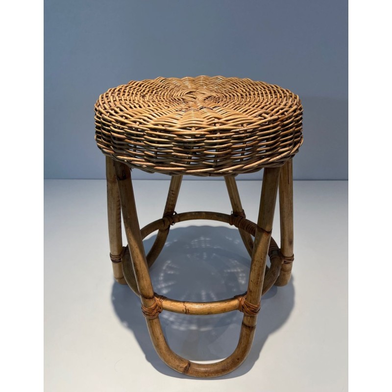Tabouret Rotin Style Franco Albini Travail Italien 1950