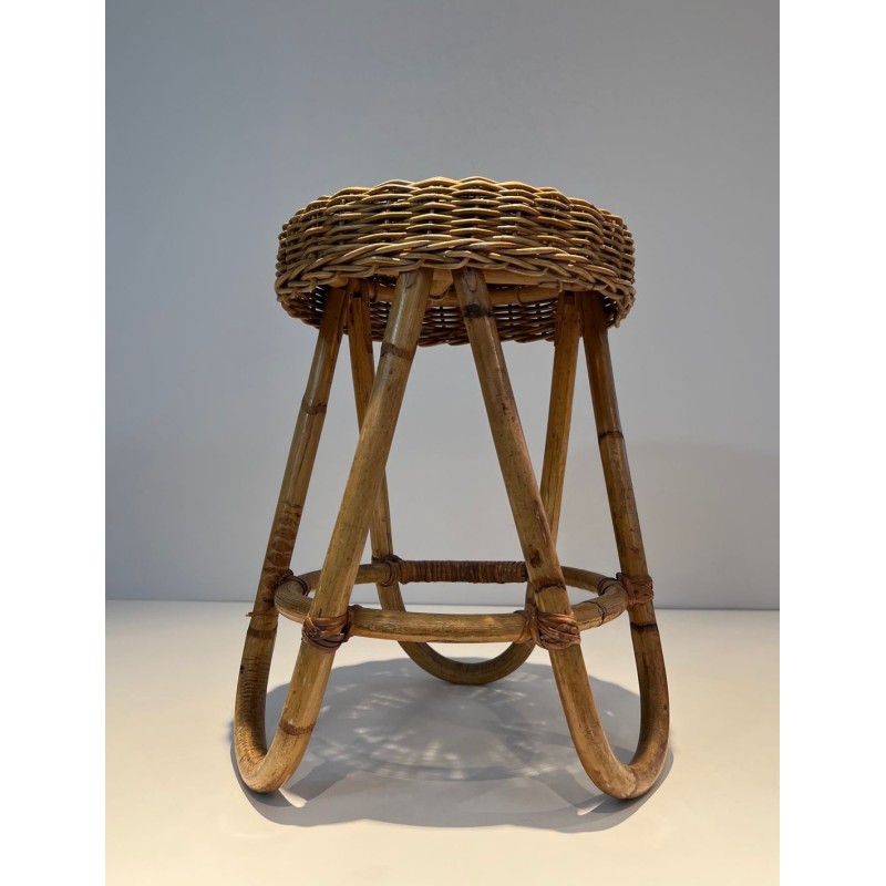 Tabouret Rotin Style Franco Albini Travail Italien 1950
