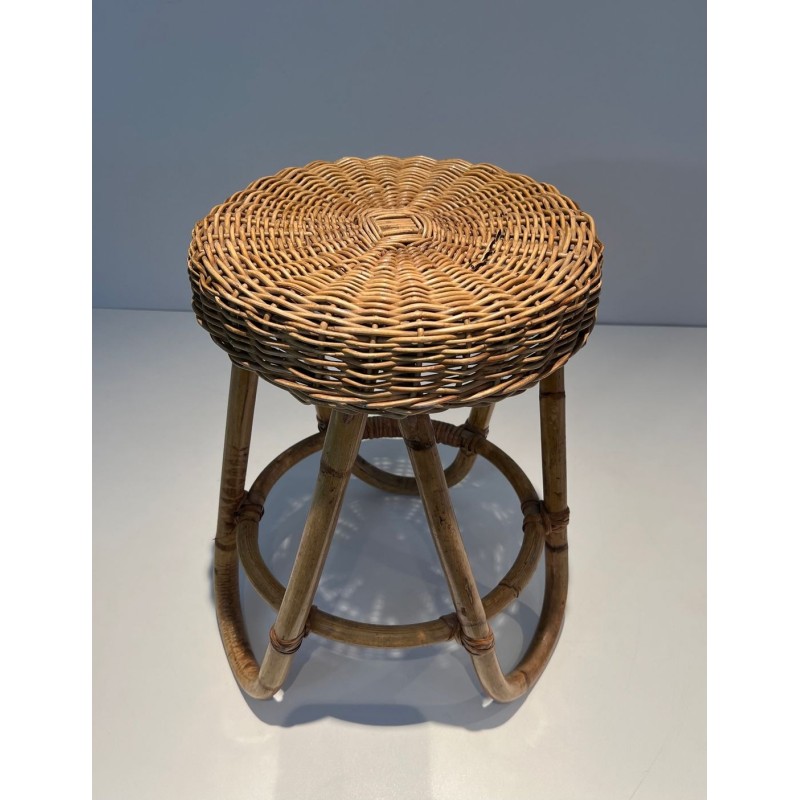 Tabouret Rotin Style Franco Albini Travail Italien 1950
