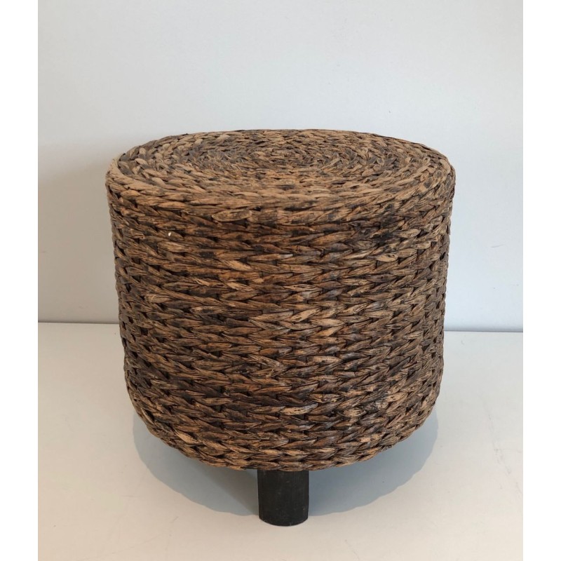 Small Rope Stool Style Audoux-Minet French 1950