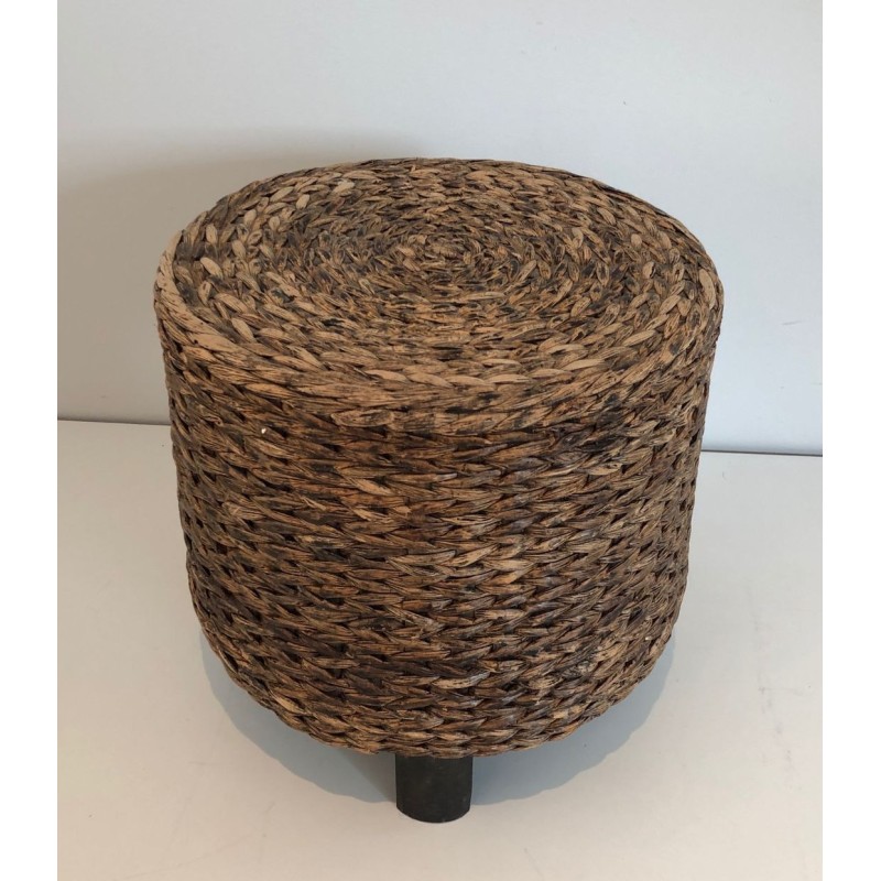 Small Rope Stool Style Audoux-Minet French 1950