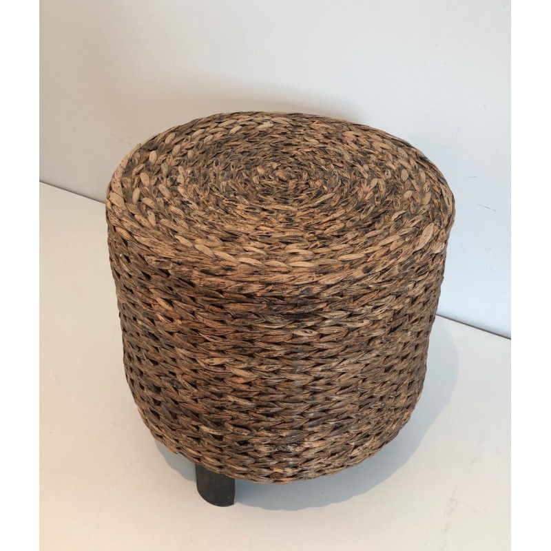 Small Rope Stool Style Audoux-Minet French 1950
