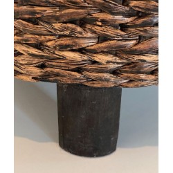 Small Rope Stool Style Audoux-Minet French 1950