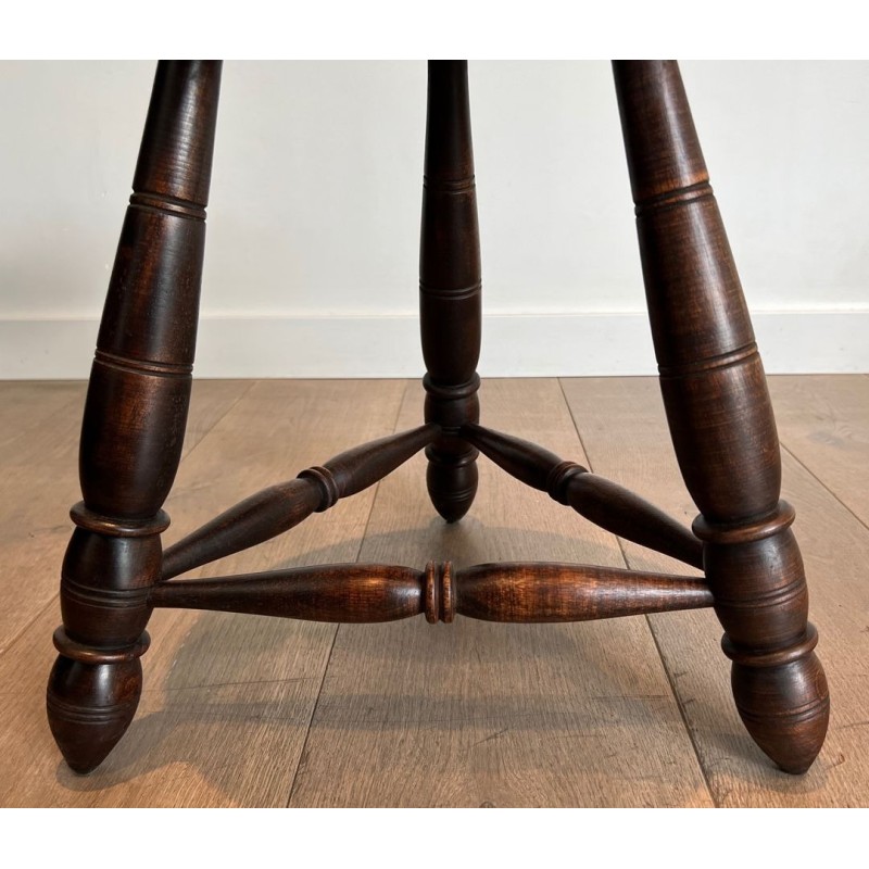 Paire Tabourets Bois Tourné Attribués Dudouyt France 1950