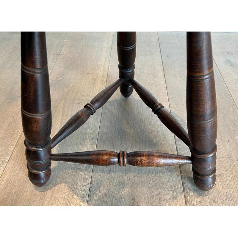 Paire Tabourets Bois Tourné Attribués Dudouyt France 1950